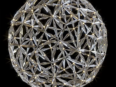 Spherical Geometric Lattice Chandelier With Transparent Material And Illuminated Modern Design 3d model