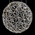 Spherical Geometric Lattice Chandelier With Transparent Material And Illuminated Modern Design