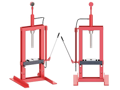 Red Industrial Hydraulic Press Equipment With Metal Frame Handle And Top Gauge 3d model