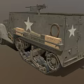 Vintage U.S. Military Vehicle Featuring Star Emblem Machine Gun And Track Wheels