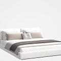 Modern White Double Bed With Upholstered Headboard And Cozy Neutral Pillows 3d model