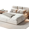 Modern Light Luxury Upholstered Double Bed With Soft Bedding Pillows And Matching Storage Nightstands