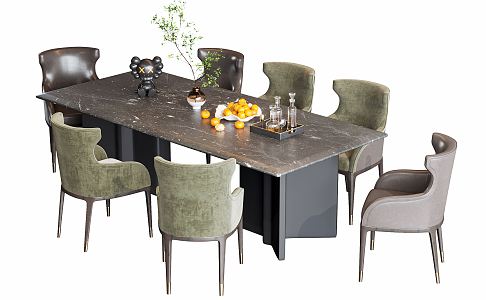 Modern Dining Table and Chair Combination 3d model