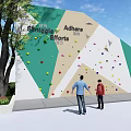 Inflatable Climbing Wall Featuring Colorful Holds Outdoor With People Tree And Blue Sky