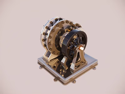Intricate Mechanical Clock Mechanism With Precision Gears And Metal Base Components 3d model
