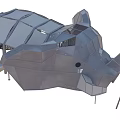 Modern Rhino Shaped Metal Building Structure With Geometric Panels And Open Design