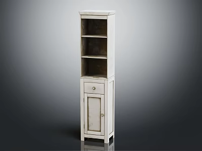White Tall Standing Bookcase with Multiple Open Shelves and Cabinet Door Storage 3d model