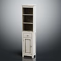 White Tall Standing Bookcase with Multiple Open Shelves and Cabinet Door Storage