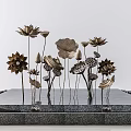 Metal Lotus Lily Pad Seed Pod Ornament Set For Artistic Home Decor