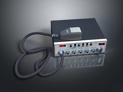 Computer Accessory With Black Top Panel Knobs Indicator Lights And Gray Cable 3d model