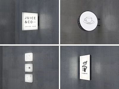 Creative Commercial Signboard Designs with Text Graphics and Various Shapes 3d model