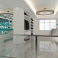 Modern Lobby Interior With Chandeliers Turquoise Walls Staircase And Bookshelves