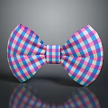 Stylish Pink And Blue Plaid Bow Tie Fashionable Clothing Accessory For Formal Outfits