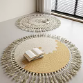 Round Woven Rugs With Tassel Edges In Neutral Tones For Cozy Indoor Living Area