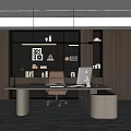 Modern Elegant Office Interior Design With Ergonomic Desk Computer Bookshelves And Pendant Lighting
