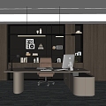 General Manager Office Desk and Chair Combination Bookcase 3d model