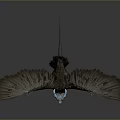 Mythical Creature 3D Render With Outstretched Brown Wings Blue Head In Flying Pose