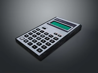 Classic Digital Calculator With Black White Design And Functional Buttons 3d model