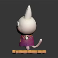 Game and Movie Cartoon Rabbit Character Wearing Purple Overalls Holding Red Book on Yellow Base