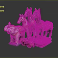 Hand Carved Colorful Horse And Elephant Sculptures With Intricate Decorative Patterns
