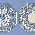 Traditional Chinese Carved Windows With Intricate Patterns Octagonal And Circular Designs 3d model