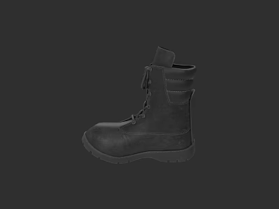 Black Military Style Boots With High Ankle Design And Lace Up Closure 3d model