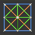 3D Geometric Structure Made Of Blue Orange Green Rods And White Connectors