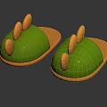 Stylish Green Slippers With Orange Sole And Three Orange Bumps Design