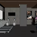 Modern Gym Interior With Treadmills Fitness Equipment Mirrors Posters And Windows