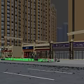 Vibrant Commercial Street With Modern Tall Residential Buildings Various Shops And Pedestrians
