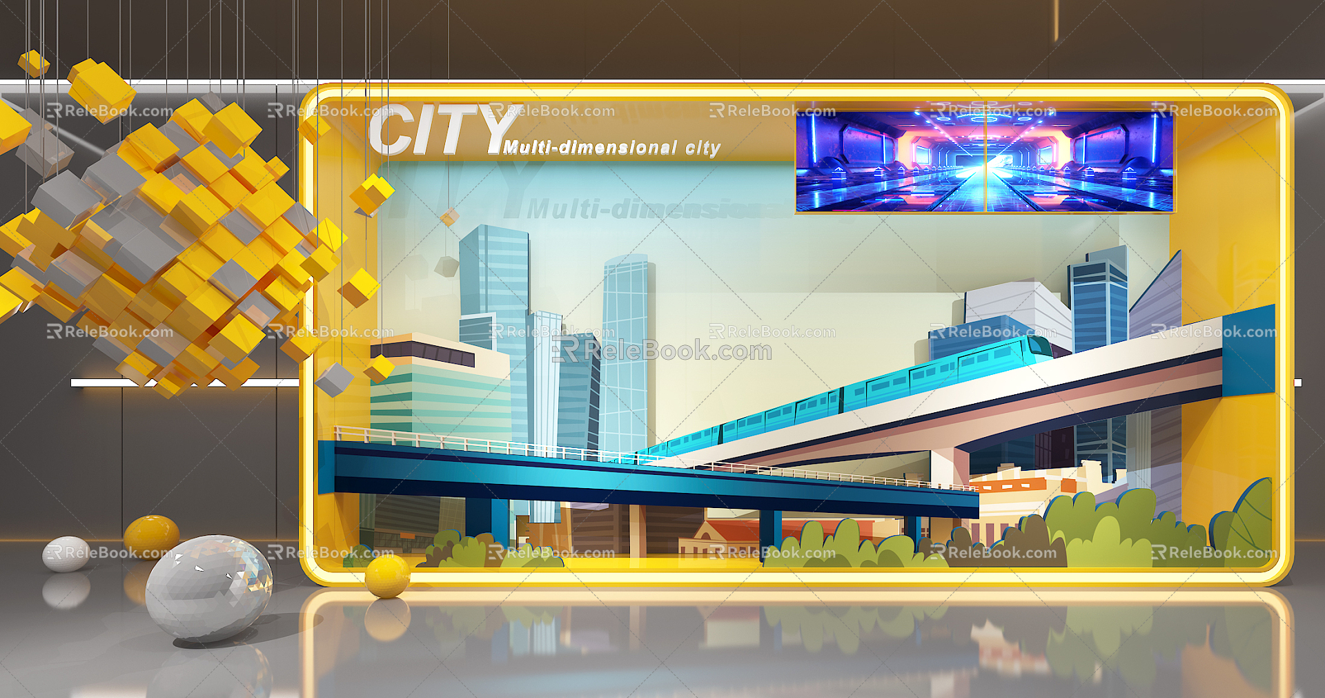 Modern Window Stereoscopic City Beauty Chen 3d model