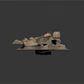 Modern Natural Style Arrangement Featuring Sand and Stones Small Clay Pot and Dry Branches