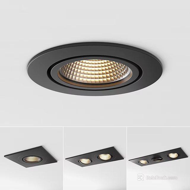 Black Recessed Downlight Spotlight With Single Double Triple Hole Ceiling Designs 3d model 