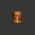 Vibrant Yellow Decorative Cushion With Intricate Red Black Geometric Woven Patterns