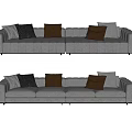 Modern Gray Sectional Sofa with Soft Upholstery and Decorative Accent Pillows 3d model