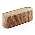 Wooden Entryway Console Cabinet With Intricate Textured Surface And Modern Design