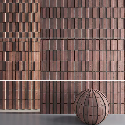 Brown Rectangular Floor Tiles With Various Patterns And Decorative Sphere In Design 3d model