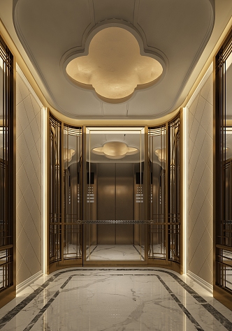 Light Luxury Elevator Car 3d model