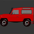 Red Land Rover Defender With Hardtop Design And Black Wheels And Front Grille