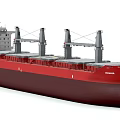 Large Cargo Ship With Red Hull And Propeller 3d model