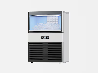 Modern Ice Maker Kitchen Appliance With Transparent Window Digital Display And Black Air Vents 3d model