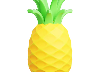 Vibrant Yellow Pineapple With Fresh Green Leaves And Diamond Patterned Skin 3d model
