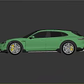 Green Porsche Electric Sports Car With Black Roof And Sleek Modern Design