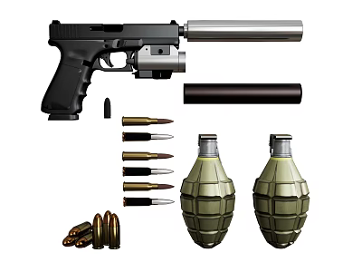 modern pistol toy gun pistol grenade grenade bullet 3d model