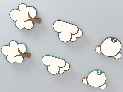 Cute Cloud Shaped Cartoon Style Decorative Ceiling Light for Kids Bedroom 3d model