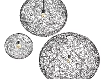 Modern Intricate Wire Sphere Pendant Lights Three Hanging Decorative Fixtures 3d model
