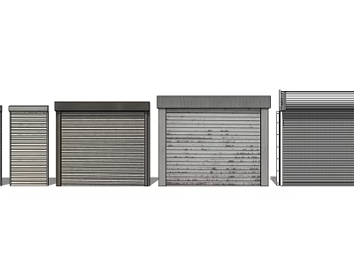 Different Styles Of Metal Roller Shutters With Textured And Smooth Surfaces 3d model