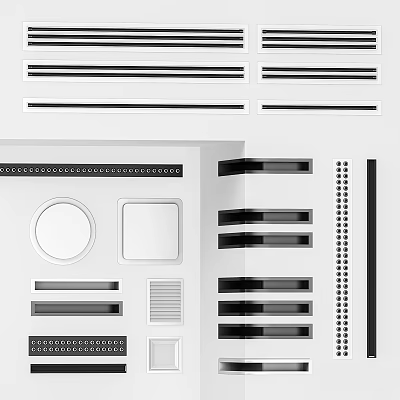 Modern Decorative Ornament Set With Geometric Shapes And Metal Frames For Home Decor 3d model