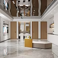 Modern Public Office Area With Colorful Sofa Seating Green Plant And TV Screen