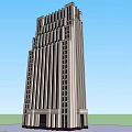 Tall Modern Skyscraper Architectural Model With Vertical Lines And Windows